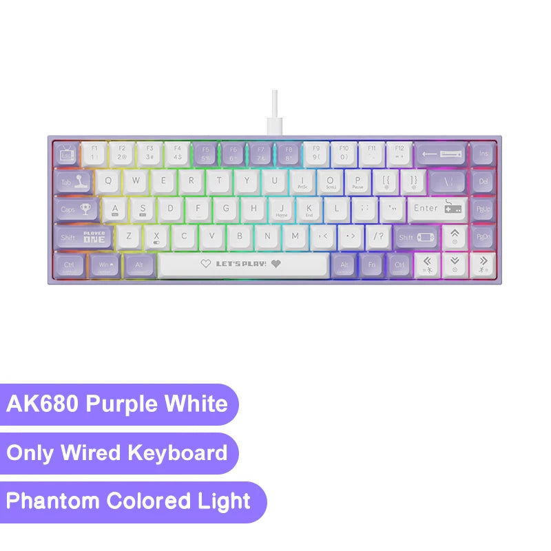 AJAZZ AK680 Wired Mechanical Gaming Keyboard - Purple Red