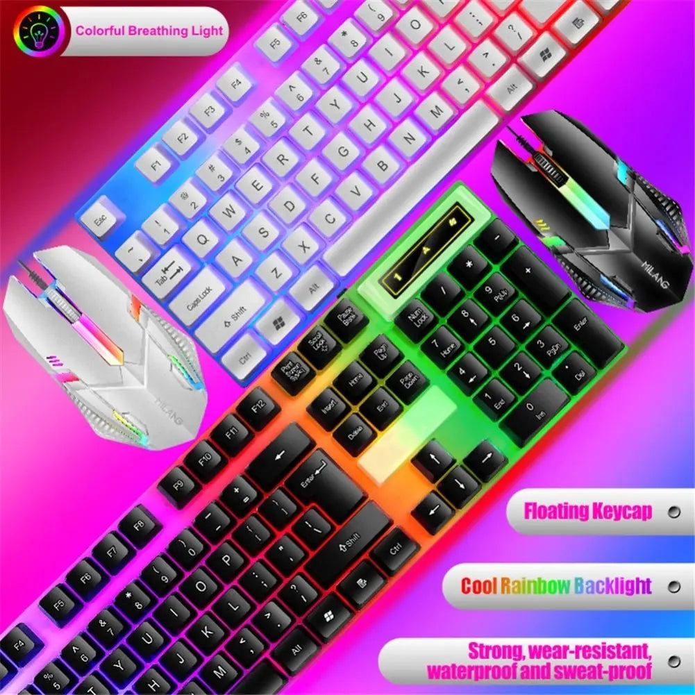 Rainbow Backlit Wired Keyboard and Mouse,Floating Keycap Strong image 3