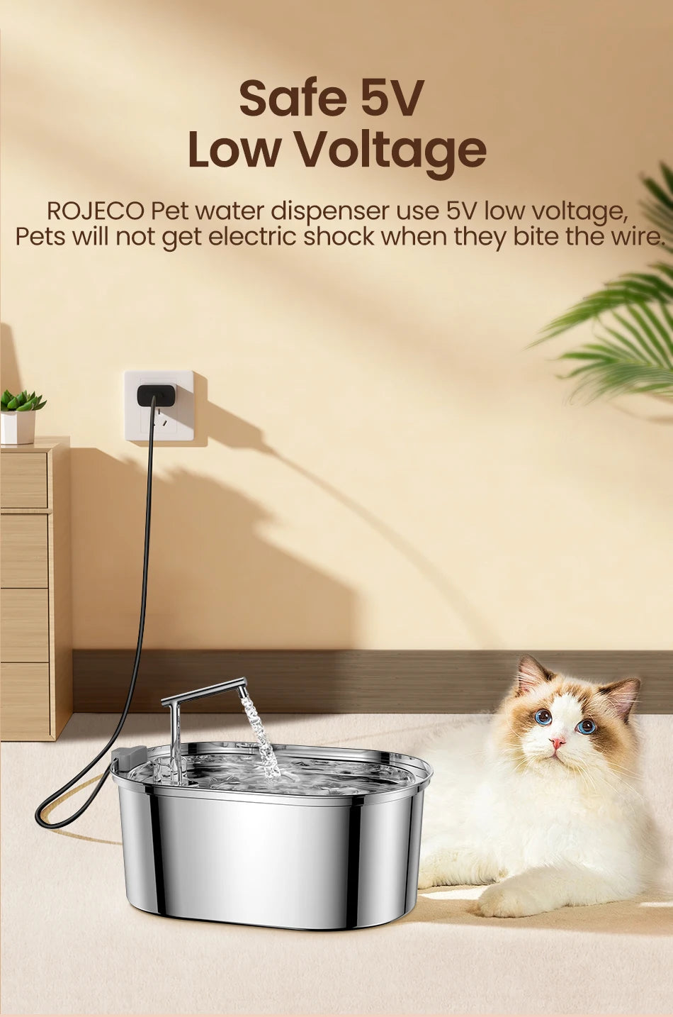 ROJECO Stainless Steel Automatic Cat Water Fountain image 18