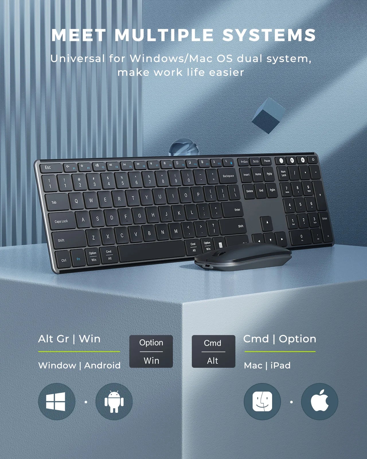 Seenda Multi-Device Bluetooth Keyboard & Mouse Combo image 3